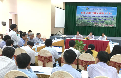 Triển khai Đề án “Đẩy mạnh ứng dụng biện pháp sinh học trong phòng trừ bọ cánh cứng hại dừa giai đoạn 2017 - 2020”