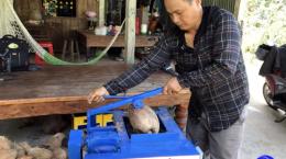 Sáng chế thiết bị lột vỏ quả dừa khô