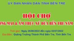 Mời tham gia Tham gia “Hội chợ Thương mại - Ẩm thực xứ dừa Bến Tre năm 2022”