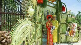 Mẫu Cổng Hoa Cưới Bằng Lá Dừa Miền Tây